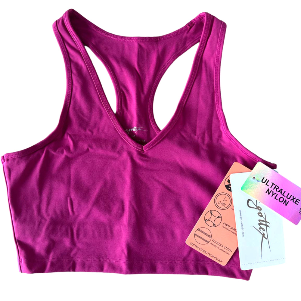 X by Gottex Women's Sports Bra ULTRALUXE NYLON Quick Dry Size M Deep Magenta